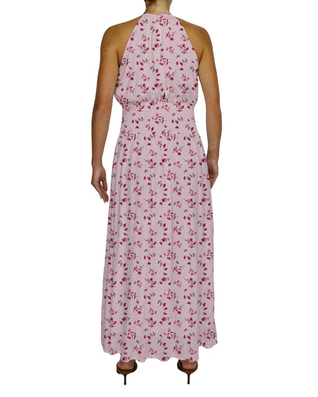Halter Tie Shirred Waist Maxi Dress