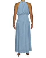 Halter Tie Shirred Waist Maxi Dress