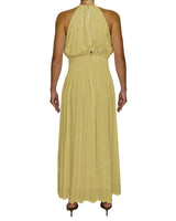 Halter Tie Shirred Waist Maxi Dress