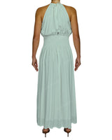 Halter Tie Shirred Waist Maxi Dress