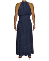 Halter Tie Shirred Waist Maxi Dress