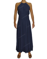 Halter Tie Shirred Waist Maxi Dress