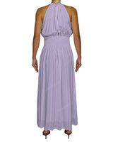 Halter Tie Shirred Waist Maxi Dress