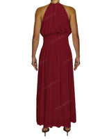 Halter Tie Shirred Waist Maxi Dress