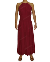 Halter Tie Shirred Waist Maxi Dress