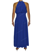 Halter Tie Shirred Waist Maxi Dress