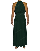 Halter Tie Shirred Waist Maxi Dress