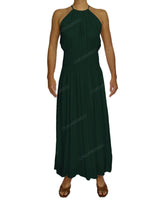 Halter Tie Shirred Waist Maxi Dress