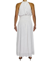 Halter Tie Shirred Waist Maxi Dress