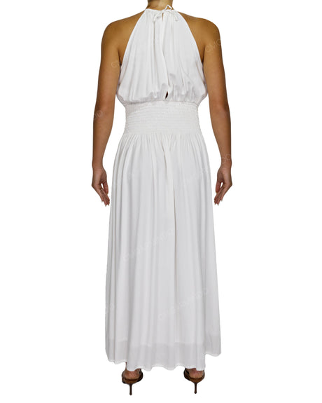 Halter Tie Shirred Waist Maxi Dress