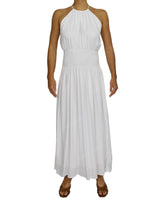 Halter Tie Shirred Waist Maxi Dress