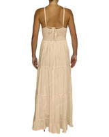 Shirred Halter Tie Tiered Maxi Dress