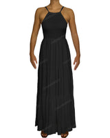 Shirred Halter Tie Tiered Maxi Dress