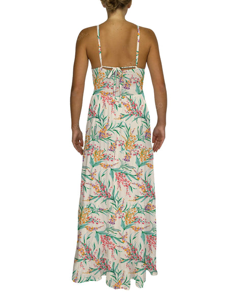 Shirred Halter Tie Tiered Maxi Dress