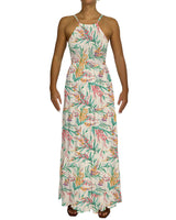 Shirred Halter Tie Tiered Maxi Dress