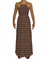 Shirred Halter Tie Tiered Maxi Dress