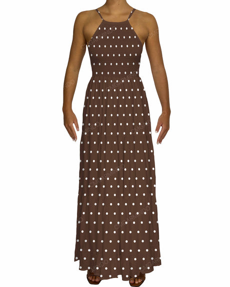 Shirred Halter Tie Tiered Maxi Dress