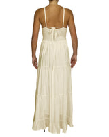 Shirred Halter Tie Tiered Maxi Dress