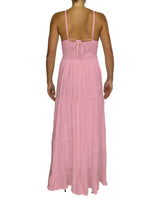 Shirred Halter Tie Tiered Maxi Dress