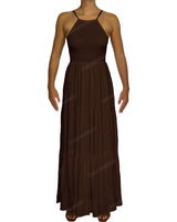 Shirred Halter Tie Tiered Maxi Dress