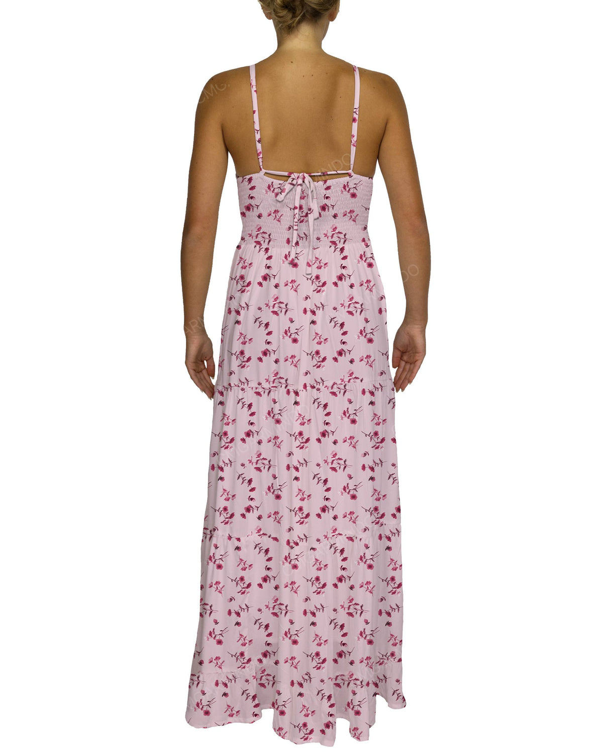 Shirred Halter Tie Tiered Maxi Dress
