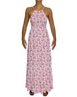 Shirred Halter Tie Tiered Maxi Dress