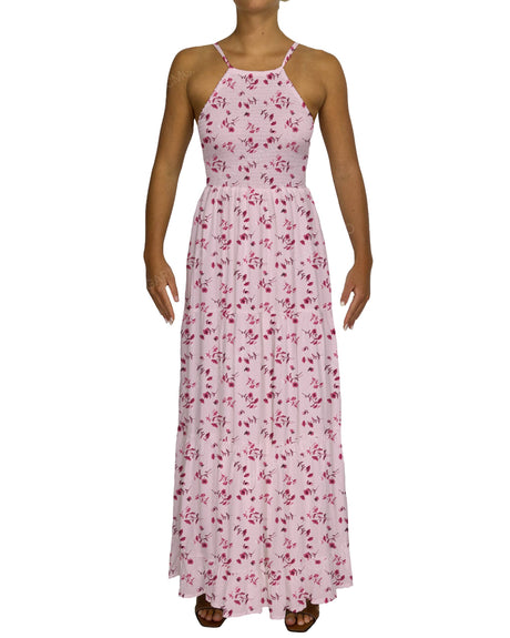 Shirred Halter Tie Tiered Maxi Dress