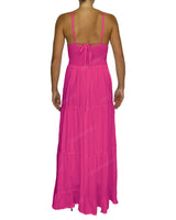 Shirred Halter Tie Tiered Maxi Dress