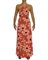 Shirred Halter Tie Tiered Maxi Dress