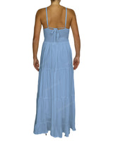 Shirred Halter Tie Tiered Maxi Dress