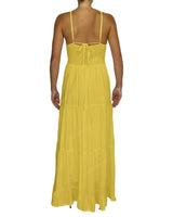 Shirred Halter Tie Tiered Maxi Dress