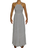 Shirred Halter Tie Tiered Maxi Dress