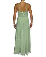 Shirred Halter Tie Tiered Maxi Dress