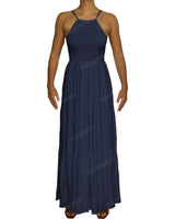 Shirred Halter Tie Tiered Maxi Dress