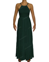 Shirred Halter Tie Tiered Maxi Dress