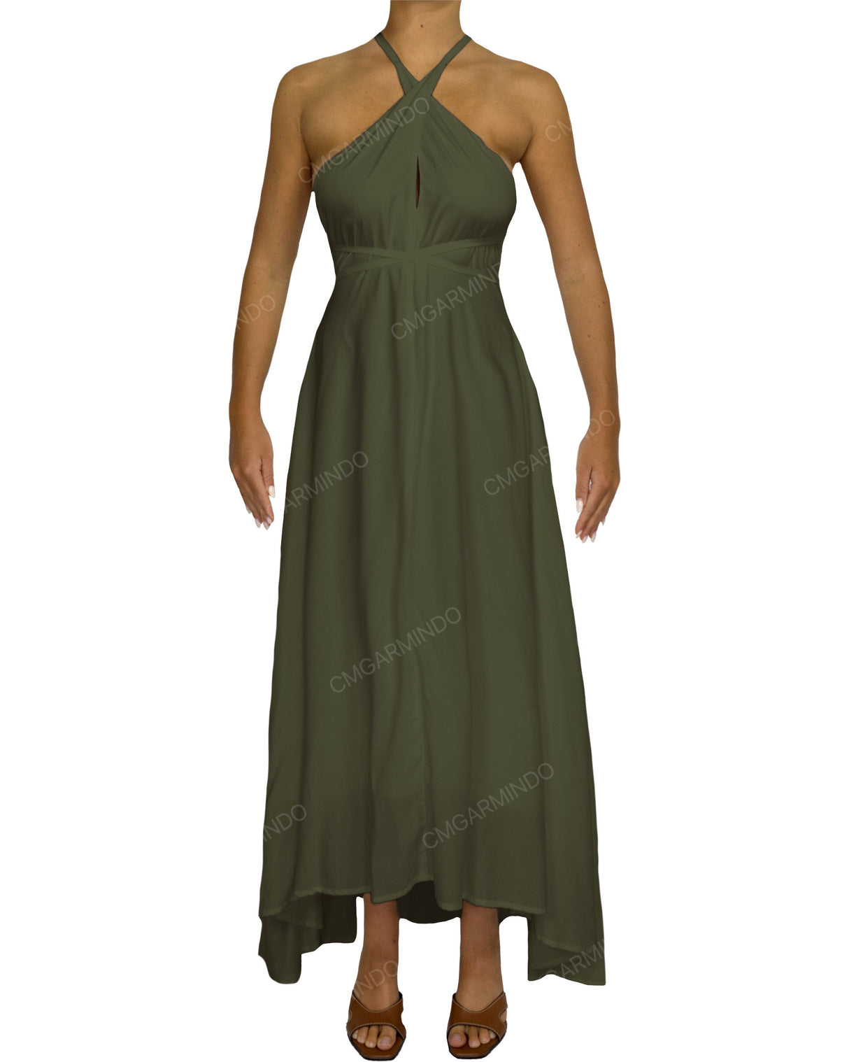 Halter Tie Asymmetrical Maxi Dress
