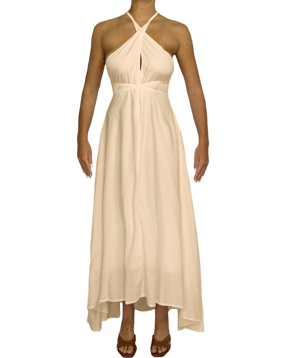Halter Tie Asymmetrical Maxi Dress