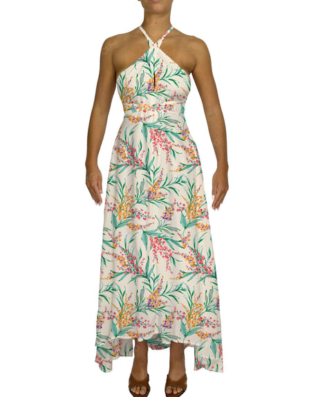Halter Tie Asymmetrical Maxi Dress