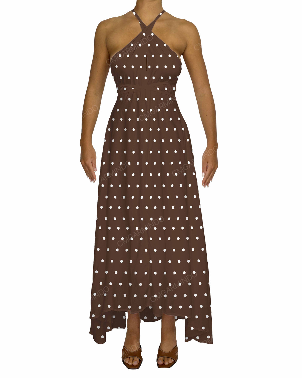 Halter Tie Asymmetrical Maxi Dress