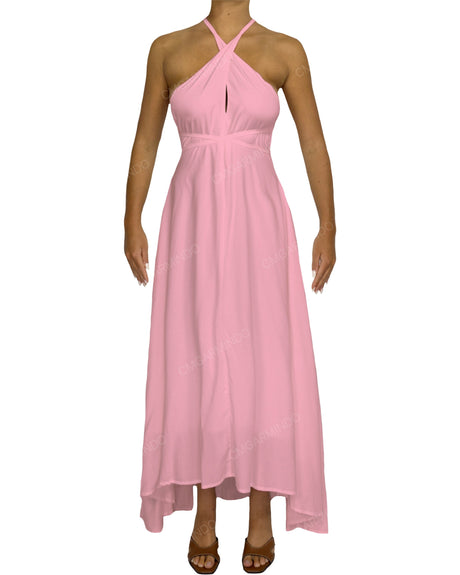 Halter Tie Asymmetrical Maxi Dress