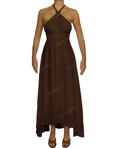 Halter Tie Asymmetrical Maxi Dress