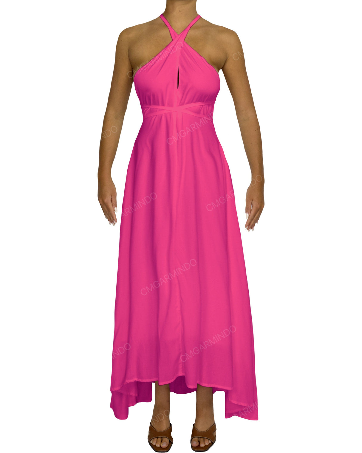 Halter Tie Asymmetrical Maxi Dress