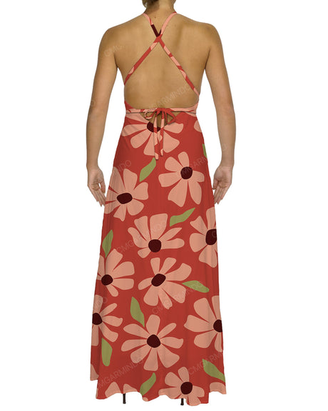 Halter Tie Asymmetrical Maxi Dress