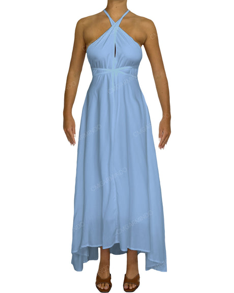 Halter Tie Asymmetrical Maxi Dress