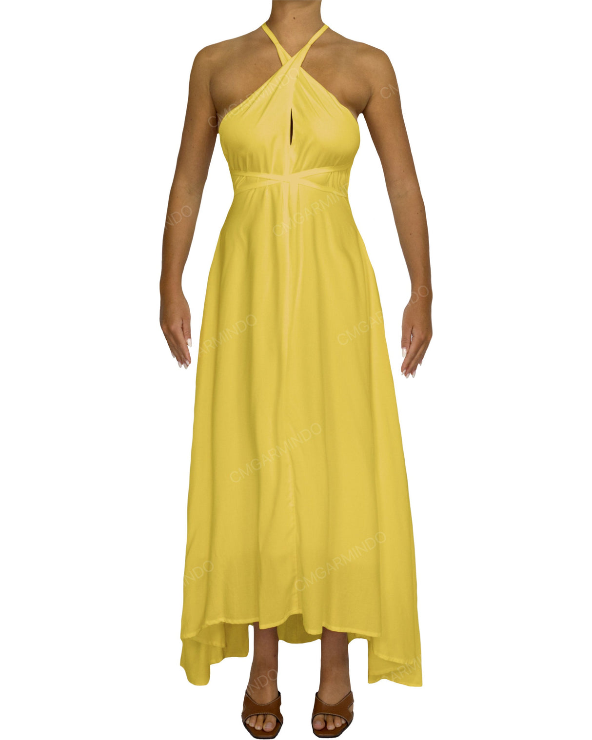 Halter Tie Asymmetrical Maxi Dress