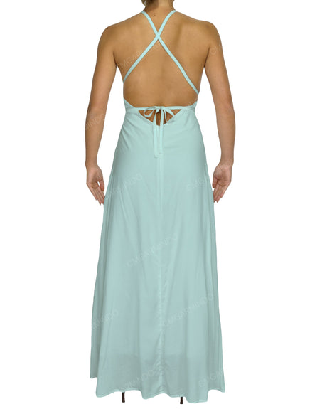 Halter Tie Asymmetrical Maxi Dress