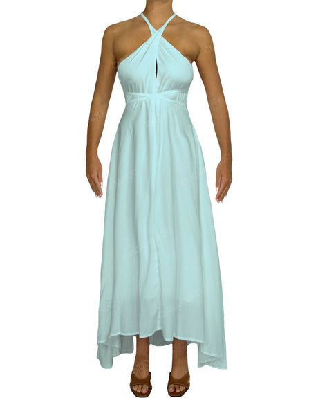 Halter Tie Asymmetrical Maxi Dress