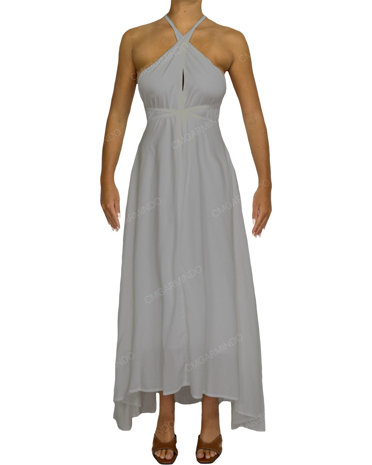 Halter Tie Asymmetrical Maxi Dress