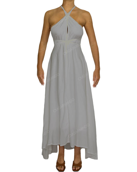 Halter Tie Asymmetrical Maxi Dress