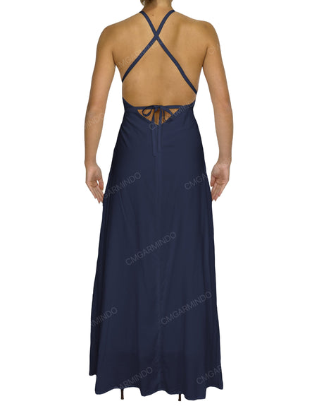 Halter Tie Asymmetrical Maxi Dress